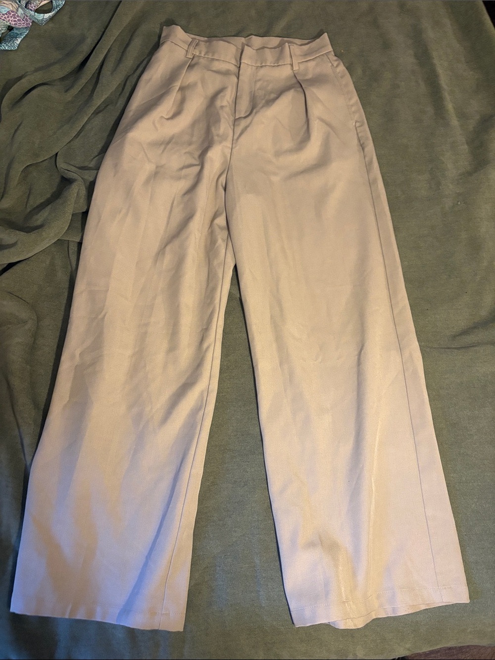 Classic Straight-Leg Dress Pants in Light Beige